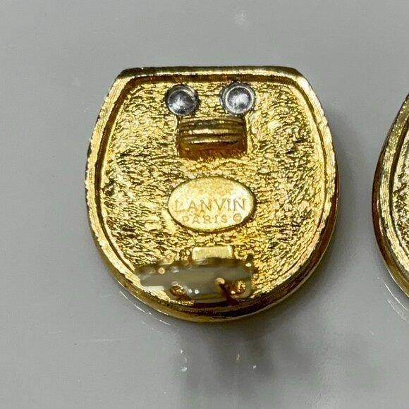LANVIN PARIS VINTAGE RHINESTONE CLIP EARRINGS - Picture 11 of 11